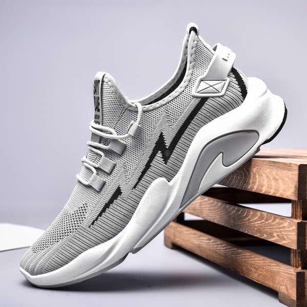 Fashionable Men's Shoes Summer New Breathable Student Casual Shoes Thin, Lightweight, Low cut, Fashionable Thick Bottom Flyknit Sports Shoes