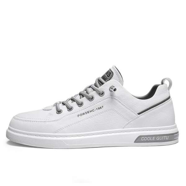 Men's casual leather shoes, men's versatile sports shoes, men's thick soled white sneakers - Image 4