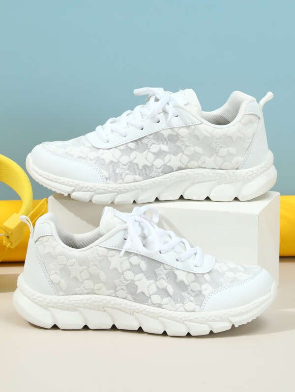 White shoes breathable lightweight casual sports women's shoes soft soled running shoes - Image 6