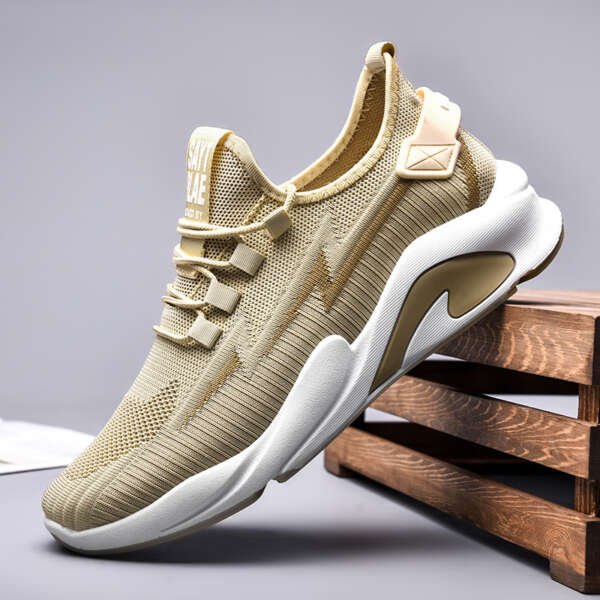 Fashionable Men's Shoes Summer New Breathable Student Casual Shoes Thin, Lightweight, Low cut, Fashionable Thick Bottom Flyknit Sports Shoes - Image 3