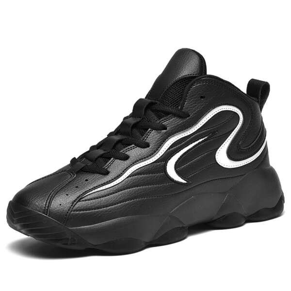 Men's sports shoes with leather surface, trendy shoes, Korean version, fashionable basketball shoes - Image 3