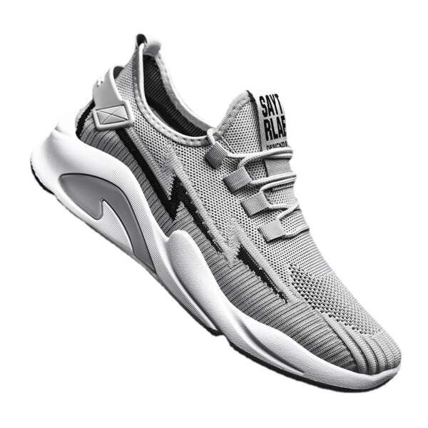 Fashionable Men's Shoes Summer New Breathable Student Casual Shoes Thin, Lightweight, Low cut, Fashionable Thick Bottom Flyknit Sports Shoes - Image 5