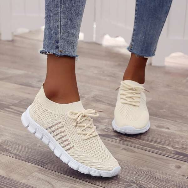 Lace up mesh sports shoes for women's flat bottomed oversized shoes - Image 15