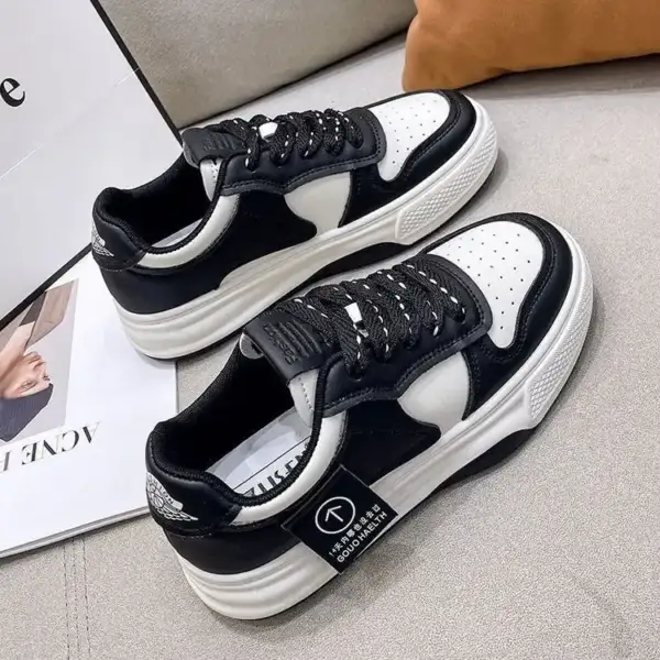 Board Shoes Women's Sneakers New Muffin Thick Bottom Khaki Black White Color Matching Fashion Women's Shoes Casual Sports Shoes - Image 5