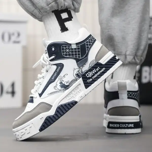 Height increasing white board shoes casual sports high top shoes - Image 3